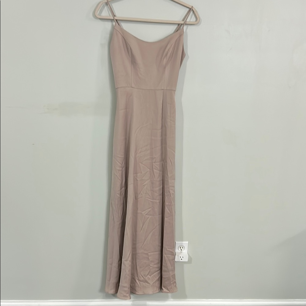 Elegant Tan Maxi bridesmaid Dress